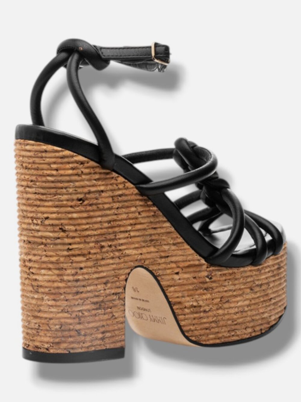 Jimmy Choo Women's Black Clare Wedge 130 Sandal Black Leather Shoe Size 36 - Picture 3 of 5